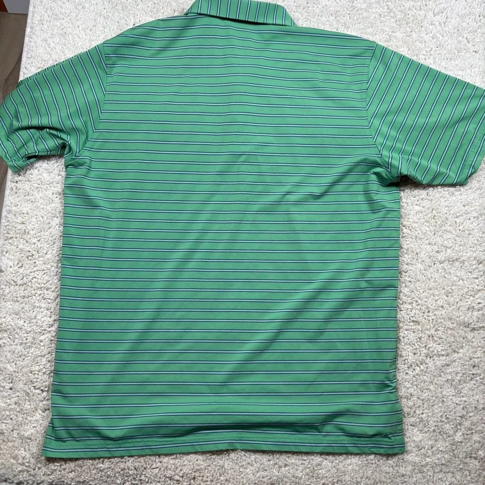 Turtleson Men XXL Green Striped Amateur Players Tour Performance Golf Polo Shirt